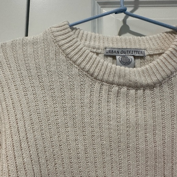UO Big Sur Ribbed Pullover Sweater | Cropped Ribbed Crewneck | Cream | XS - Picture 5 of 10